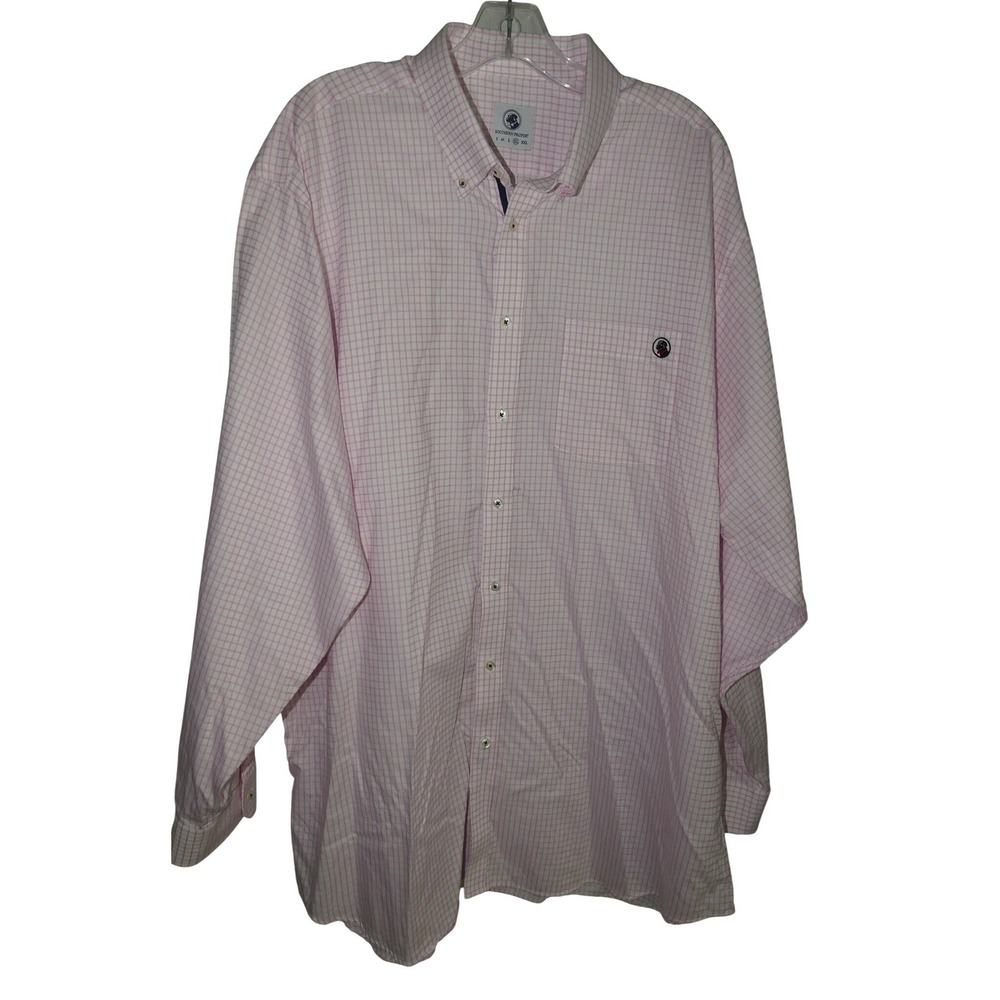 Southern Proper Mens XL‎ Pink White Check Button Down Shirt Long Sleeve